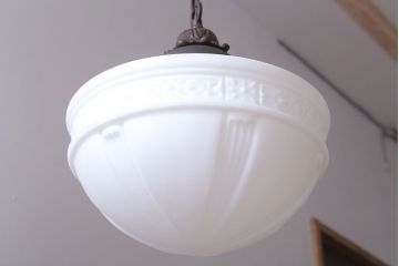 ジャンク品　大正ロマン!お洒落な陽刻ガラス天井照明