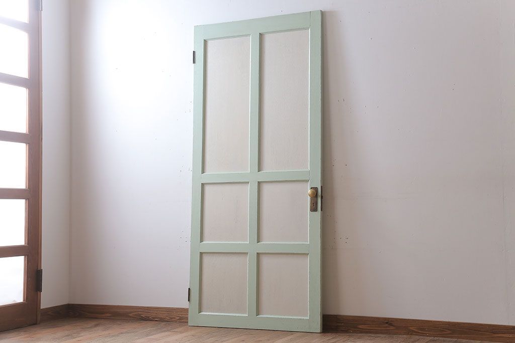 アンティークペイント　ミントグリーン×アンティークホワイト　ドア
