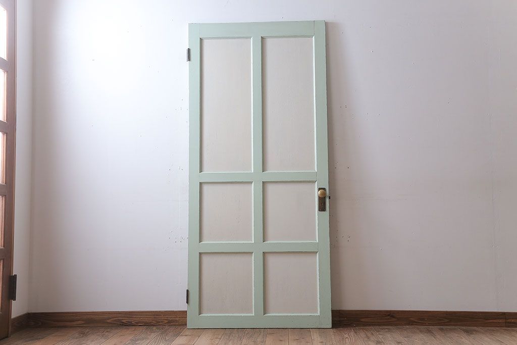 アンティークペイント　ミントグリーン×アンティークホワイト　ドア