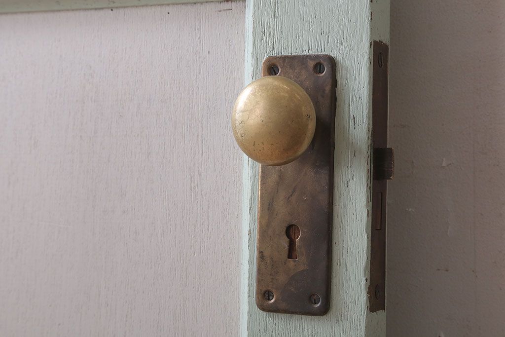 アンティークペイント　ミントグリーン×アンティークホワイト　ドア