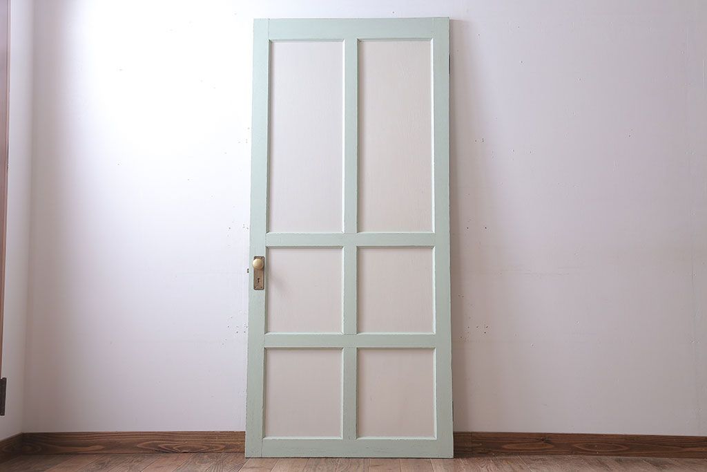 アンティークペイント　ミントグリーン×アンティークホワイト　ドア