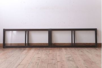 アンティーク　銀モールガラス!古い木の引き戸2枚セット(窓)