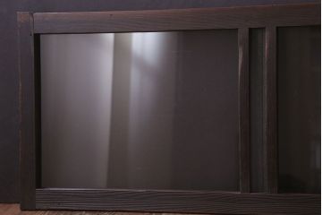 アンティーク　銀モールガラス!古い木の引き戸2枚セット(窓)