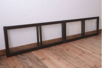 アンティーク　銀モールガラス!古い木の引き戸2枚セット(窓)