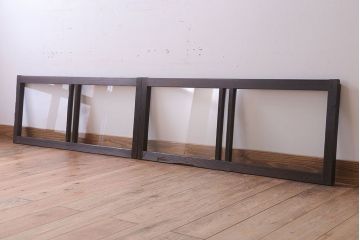 アンティーク　銀モールガラス!古い木の引き戸2枚セット(窓)