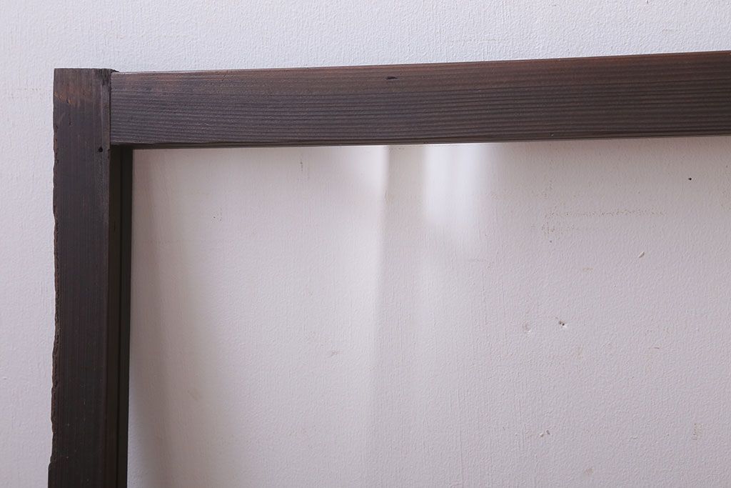 アンティーク　銀モールガラス!古い木の引き戸2枚セット(窓)