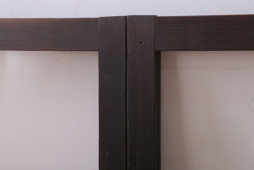 アンティーク　銀モールガラス!古い木の引き戸2枚セット(窓)