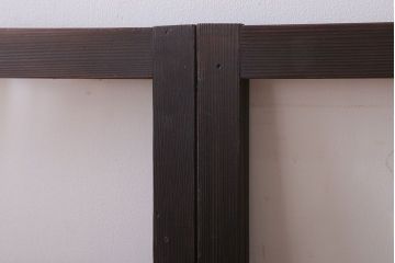 アンティーク　銀モールガラス!古い木の引き戸2枚セット(窓)