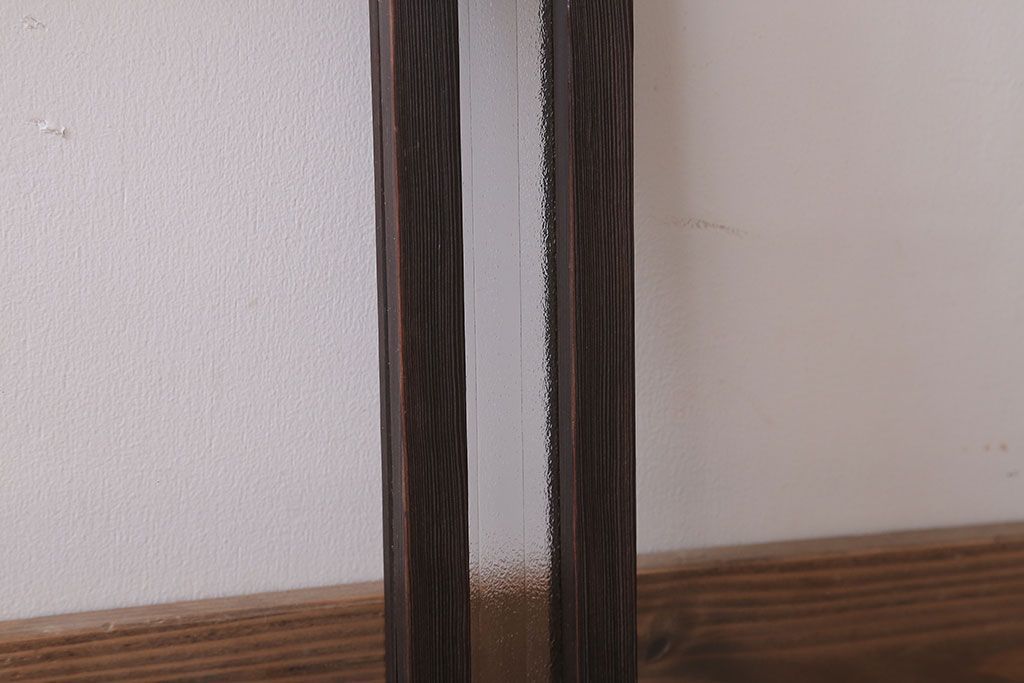 アンティーク　銀モールガラス!古い木の引き戸2枚セット(窓)