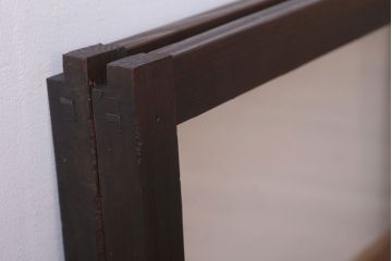 アンティーク　銀モールガラス!古い木の引き戸2枚セット(窓)