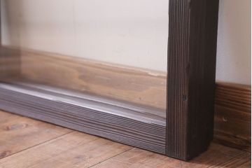 アンティーク　銀モールガラス!古い木の引き戸2枚セット(窓)