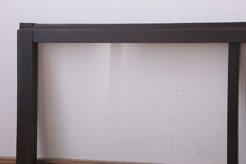 アンティーク　銀モールガラス!古い木の引き戸2枚セット(窓)