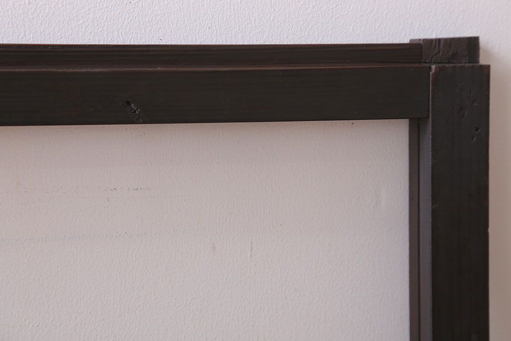 アンティーク　銀モールガラス!古い木の引き戸2枚セット(窓)