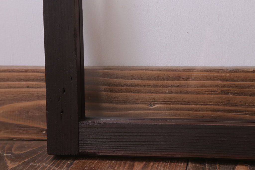 アンティーク　銀モールガラス!古い木の引き戸2枚セット(窓)