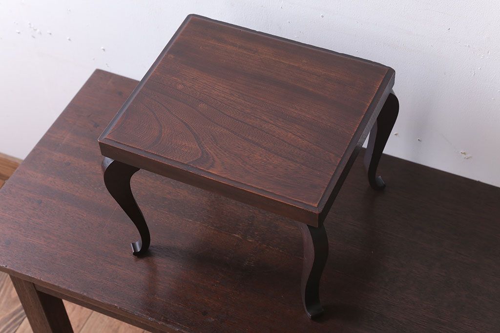 アンティーク雑貨　和製アンティーク　脚付き!古い欅材の花台