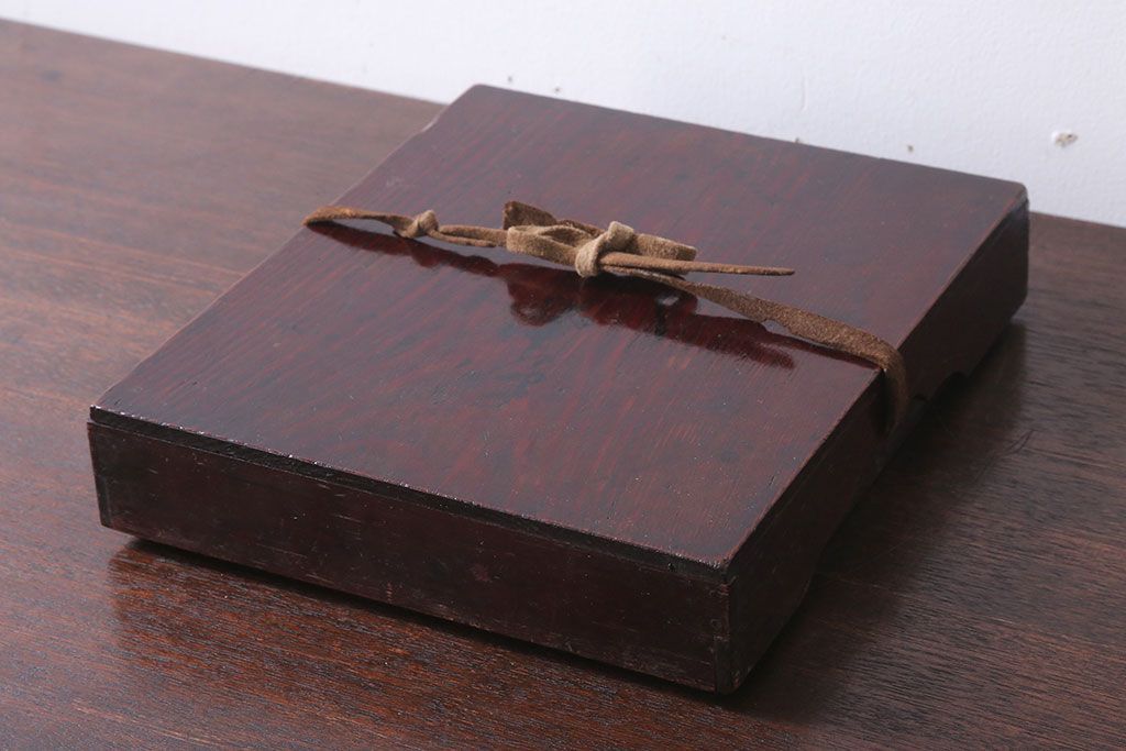 アンティーク雑貨　古民具・骨董　明治〜大正期　漆塗り!古い小物収納箱(文箱・木箱・小箱)