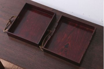 アンティーク雑貨　古民具・骨董　明治〜大正期　漆塗り!古い小物収納箱(文箱・木箱・小箱)