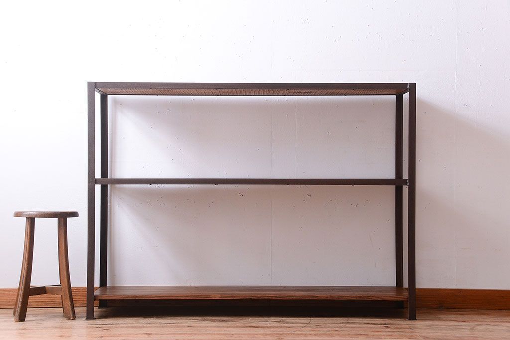 ラフジュ工房オリジナル　シンプルな背の低いアイアンラック(2)