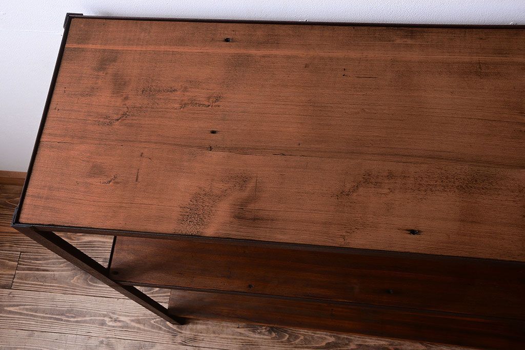 ラフジュ工房オリジナル　シンプルな背の低いアイアンラック(2)