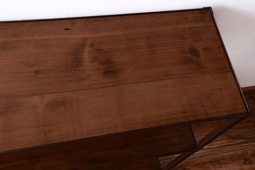 ラフジュ工房オリジナル　シンプルな背の低いアイアンラック(2)