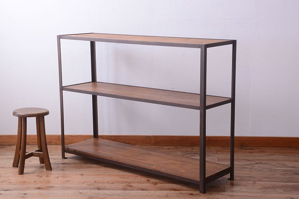 ラフジュ工房オリジナル　シンプルな背の低いアイアンラック(2)