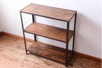 ラフジュ工房オリジナル　シンプルな背の低いアイアンラック(小)(1)