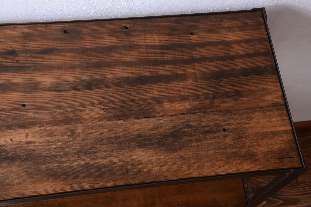 ラフジュ工房オリジナル　シンプルな背の低いアイアンラック(小)(1)