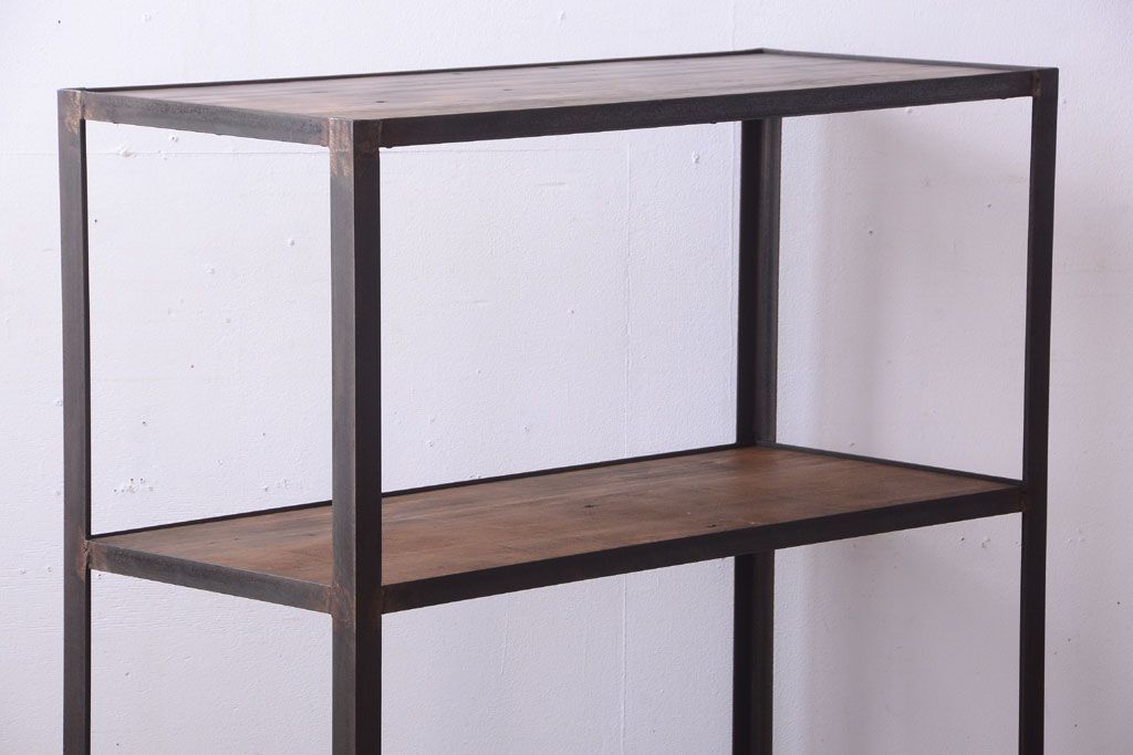 ラフジュ工房オリジナル　シンプルな背の低いアイアンラック(小)(1)