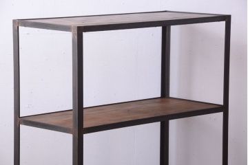 ラフジュ工房オリジナル　シンプルな背の低いアイアンラック(小)(1)