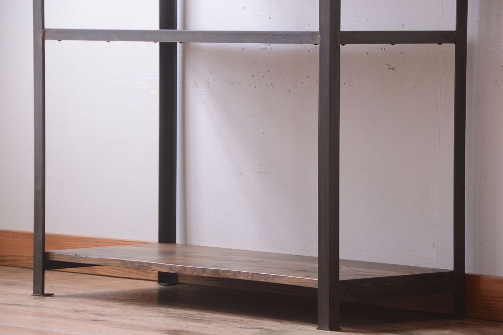 ラフジュ工房オリジナル　シンプルな背の低いアイアンラック(小)(1)