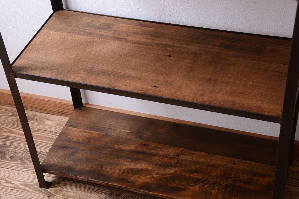 ラフジュ工房オリジナル　シンプルな背の低いアイアンラック(小)(1)