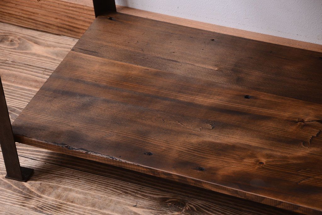 ラフジュ工房オリジナル　シンプルな背の低いアイアンラック(小)(1)