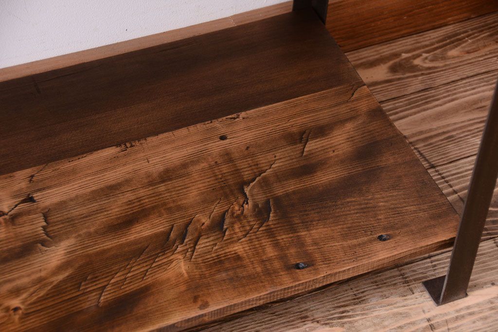 ラフジュ工房オリジナル　シンプルな背の低いアイアンラック(小)(1)