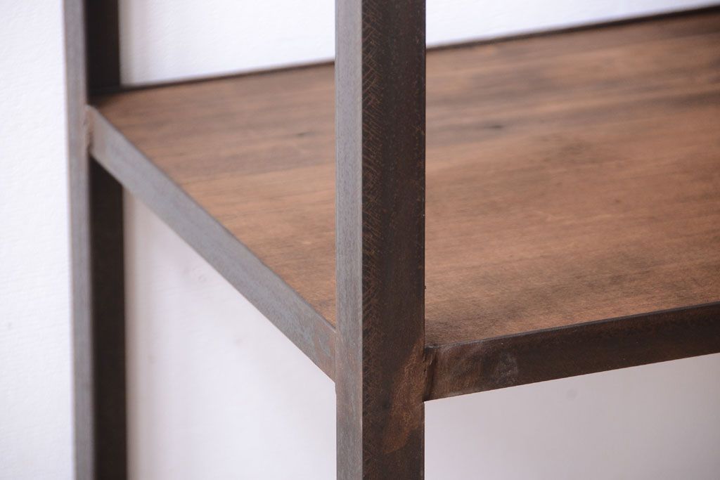 ラフジュ工房オリジナル　シンプルな背の低いアイアンラック(小)(1)