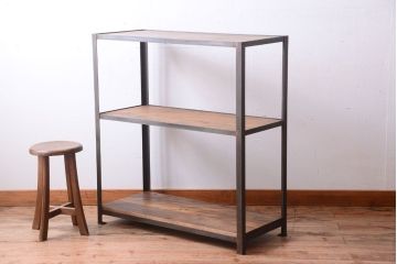 ラフジュ工房オリジナル　シンプルな背の低いアイアンラック(小)(1)