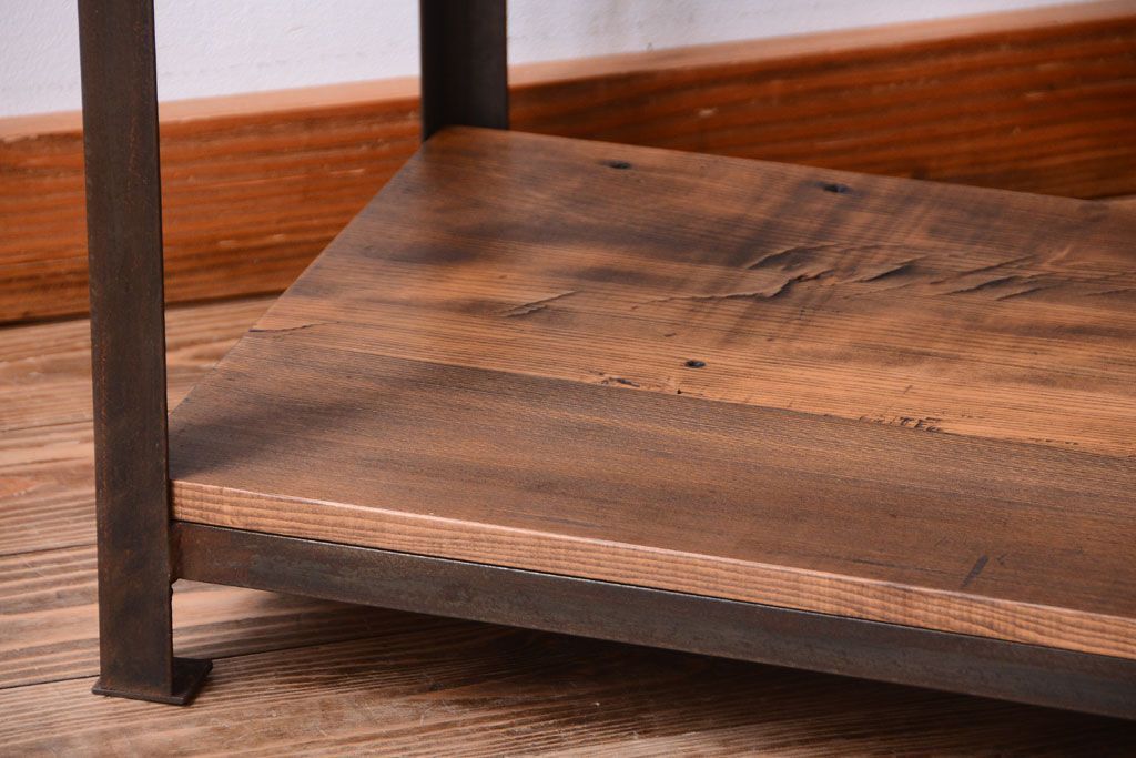 ラフジュ工房オリジナル　シンプルな背の低いアイアンラック(小)(1)