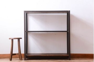 ラフジュ工房オリジナル　シンプルな背の低いアイアンラック(小)(2)