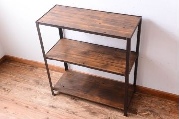 ラフジュ工房オリジナル　シンプルな背の低いアイアンラック(小)(2)