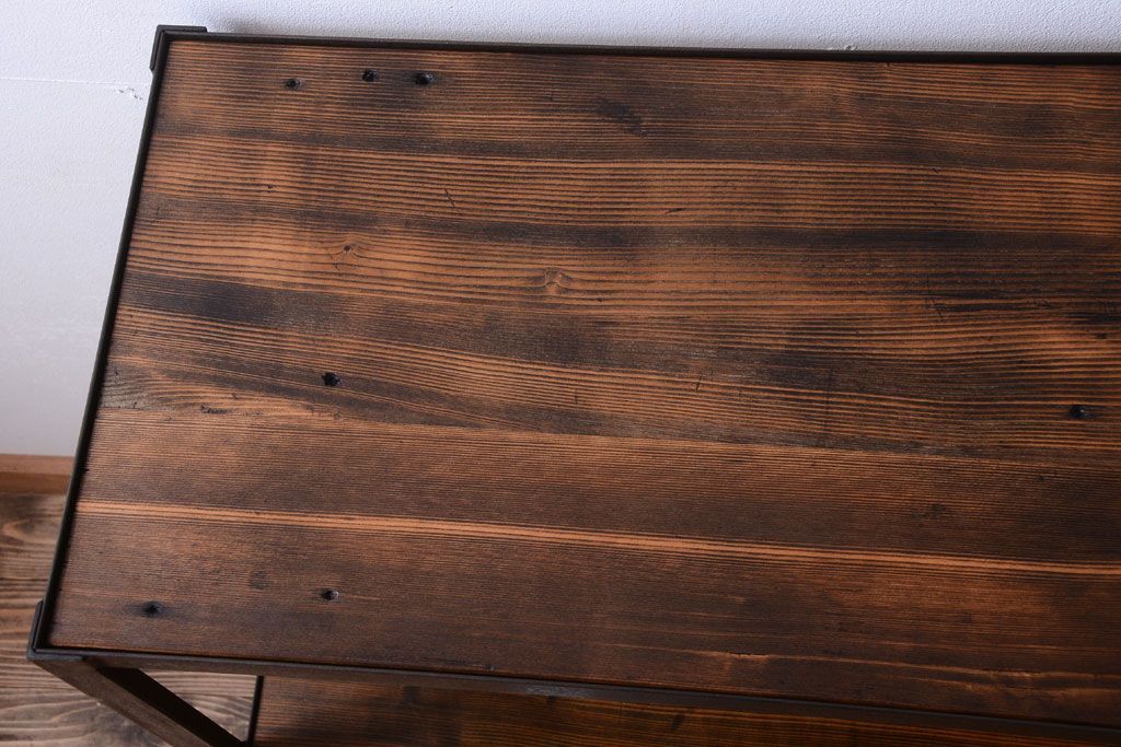 ラフジュ工房オリジナル　シンプルな背の低いアイアンラック(小)(2)