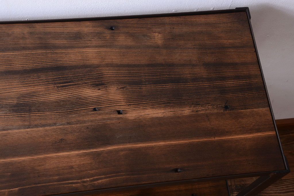 ラフジュ工房オリジナル　シンプルな背の低いアイアンラック(小)(2)