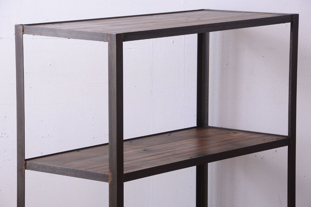 ラフジュ工房オリジナル　シンプルな背の低いアイアンラック(小)(2)