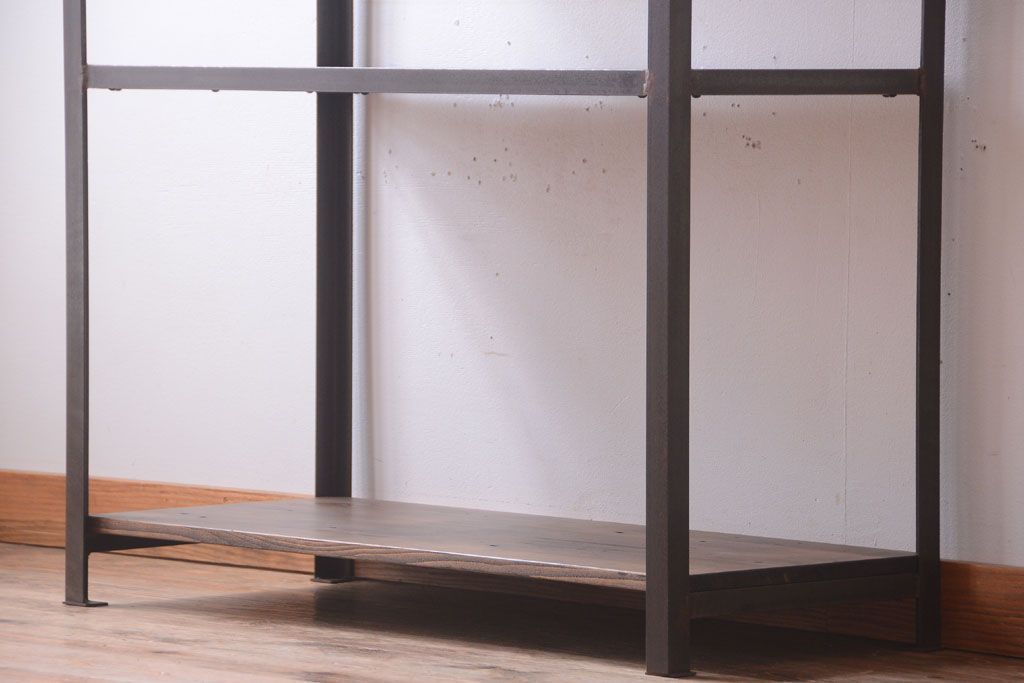 ラフジュ工房オリジナル　シンプルな背の低いアイアンラック(小)(2)