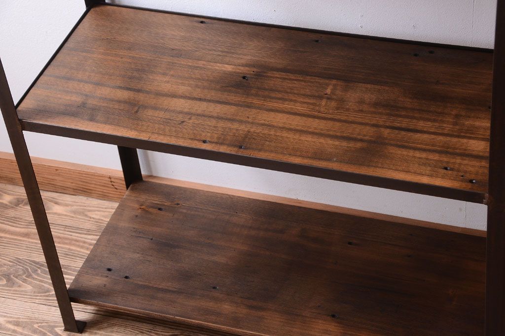 ラフジュ工房オリジナル　シンプルな背の低いアイアンラック(小)(2)