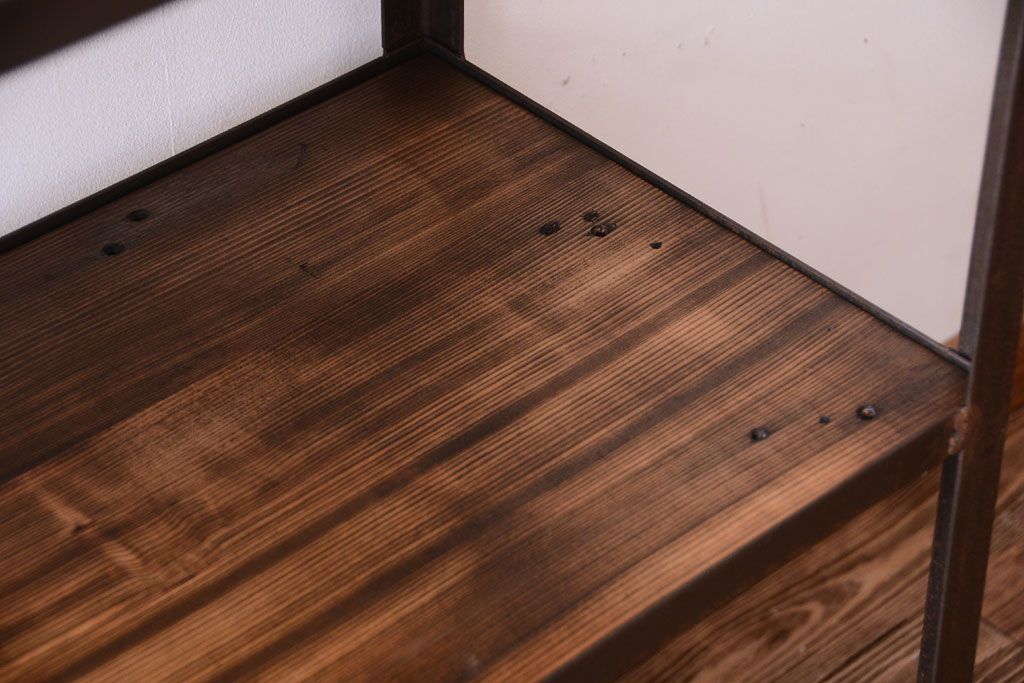 ラフジュ工房オリジナル　シンプルな背の低いアイアンラック(小)(2)