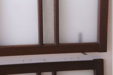 昭和レトロ　ダイヤガラス・すりガラス入り!古い木製の明り取り2枚セット