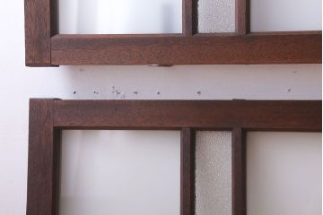 昭和レトロ　ダイヤガラス・すりガラス入り!古い木製の明り取り2枚セット