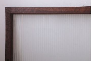 アンティーク　モールガラス入り!レトロな古い木味の引き戸2枚セット(窓)