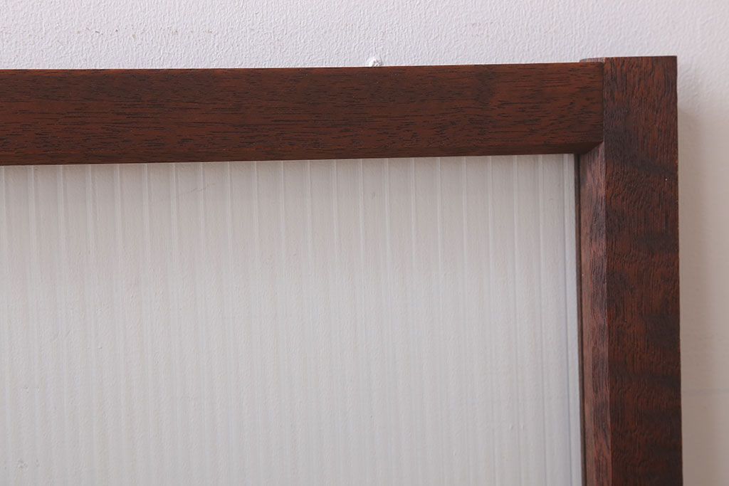 アンティーク　モールガラス入り!レトロな古い木味の引き戸2枚セット(窓)