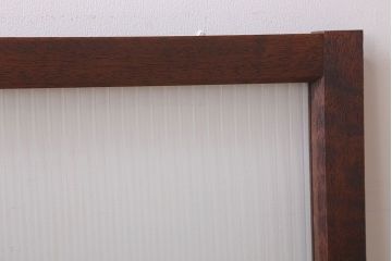 アンティーク　モールガラス入り!レトロな古い木味の引き戸2枚セット(窓)