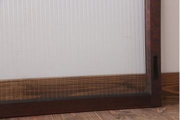 アンティーク　モールガラス入り!レトロな古い木味の引き戸2枚セット(窓)